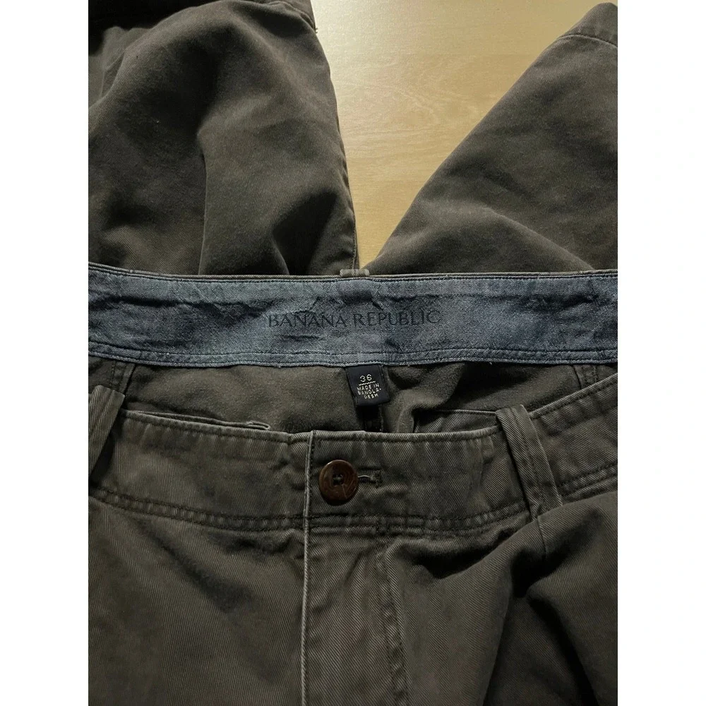Banana Republic Mens Thick Y2K Cargo Shorts 36‎ Green Pockets Baggy Skater